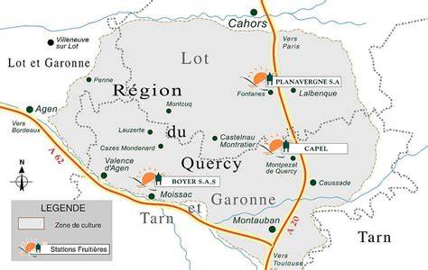 Carte de la région du Quercy en France