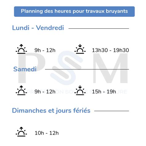 Panneau signalant les horaires de travaux bruyants
