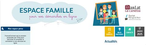 Capture d'écran de l'espace famille en ligne de la mairie de Sarlat