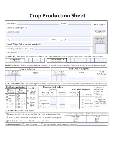 Example of a crop record sheet