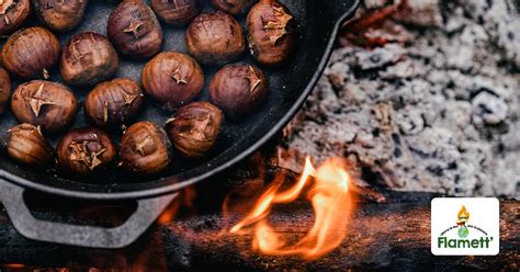 Châtaignes grillées sur le feu