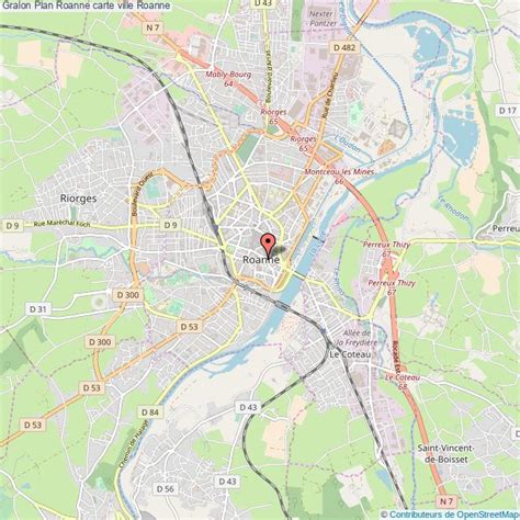 Plan de Roanne avec les quartiers résidentiels en surbrillance