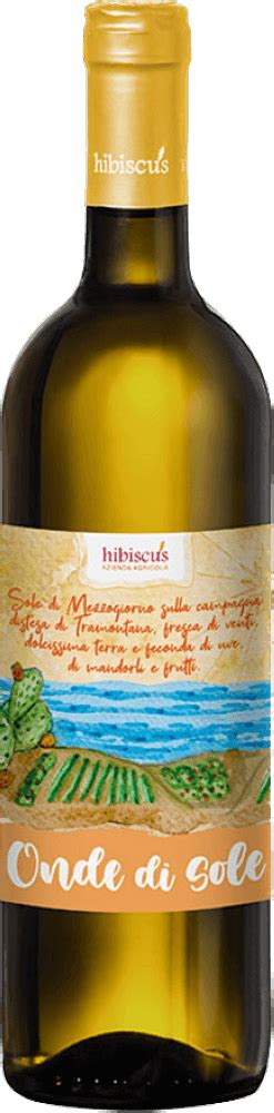 Bouteille de vin blanc Onde Di Sole avec l'étiquette Hibiscus