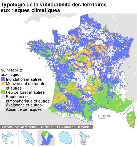 Carte des zones agricoles à risque climatique en France