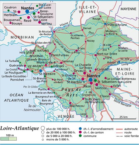 Carte des bassins versants de la Loire-Atlantique sous restriction
