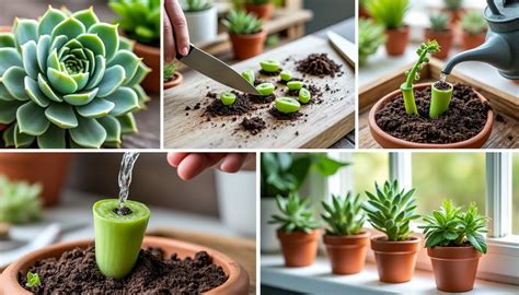 Schéma illustrant les différentes techniques de bouturage des plantes grasses