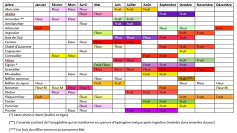 Tableau récapitulatif des périodes de floraison des principales fleurs de jardin