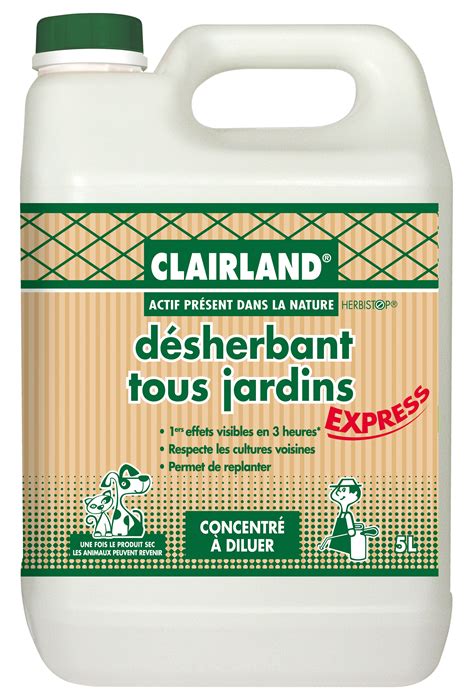 Bouteille de désherbant Clairland avec des herbes indésirables