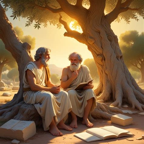 Painting of Socrates and Phaedrus discussing under a plane tree