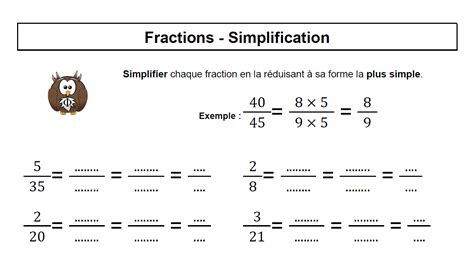 Diagramme illustrant la simplification de fractions