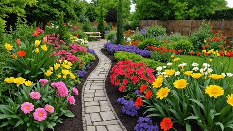 Jardin fleuri à Meslay-du-Maine
