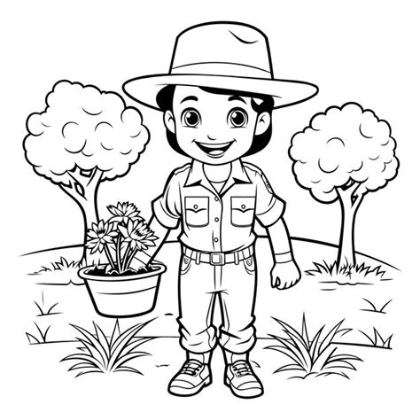 Un portrait en noir et blanc d'un jardinier travaillant dans son potager