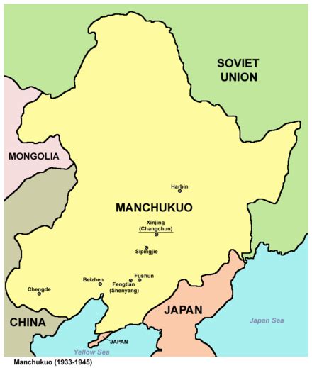 Carte de la Mandchourie, région d'origine du Prunus mandshurica