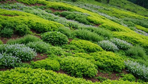 Plantes couvre-sol diverses formant un tapis végétal