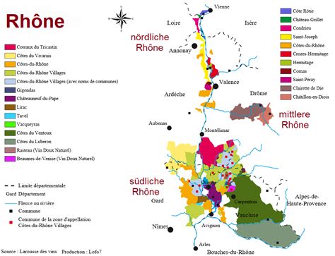 Carte des appellations Côtes du Rhône