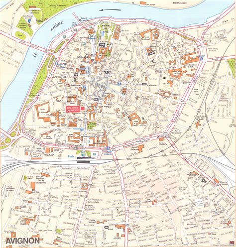 Carte d'Avignon avec l'emplacement potentiel des établissements du club