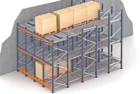 Diagramme illustrant une mezzanine sur rayonnages à palettes avec différents niveaux de stockage
