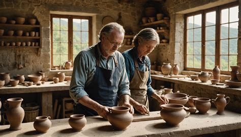 Représentation d'une scène de l'ère Meiji avec des artisans potiers
