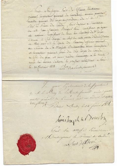 Lettre autographe d'un prince de Condé