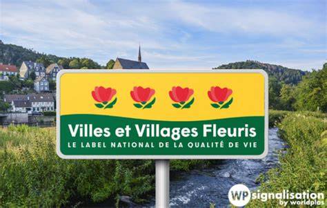 Panneau Villes et Villages Fleuris avec différentes fleurs