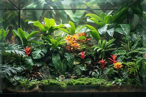 Terrarium tropical luxuriant avec sphaigne