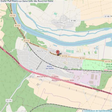Plan de Rosny-sur-Seine avec l'Allée des Hortensias mise en évidence