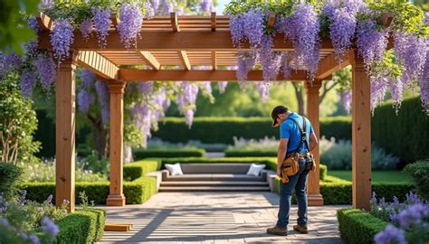 Illustration de glycine en pleine floraison sur une pergola