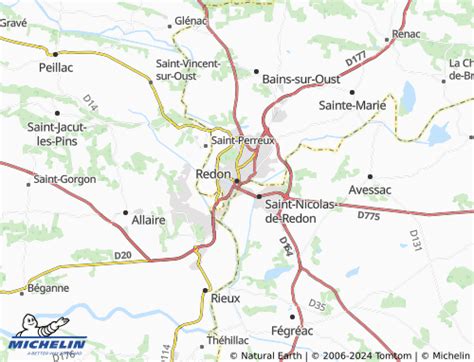 Carte du Pays de Redon avec les points d'intérêt mentionnés