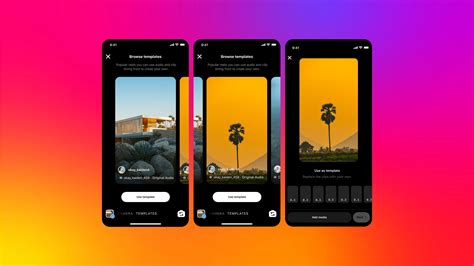 Interface d'Adobe Express montrant des modèles de posts Instagram avec des bordures