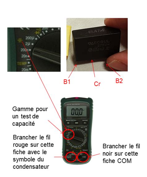 Utilisation d'un multimètre pour mesurer la capacité d'un condensateur