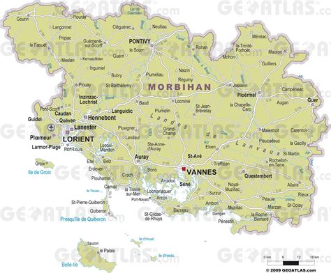 Carte de la commune de Quéven dans le Morbihan