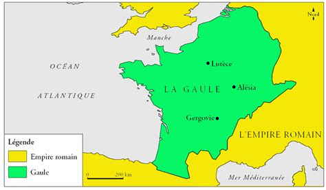 Carte de la Gaule au Ve siècle montrant la région de Vienne