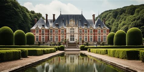Façade majestueuse du Château du Jardinier, avec ses volets clos et une végétation luxuriante