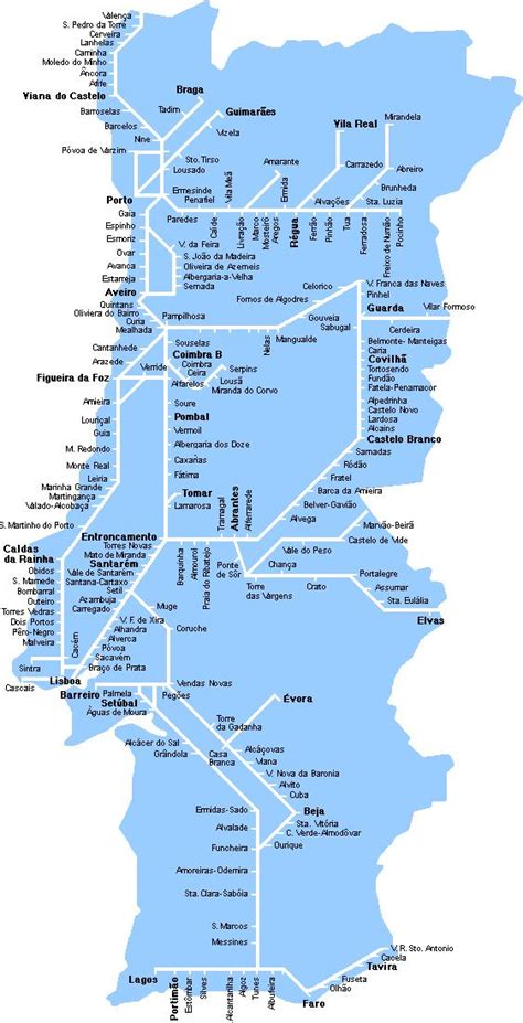 Carte du réseau ferroviaire portugais