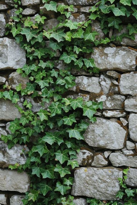 Lierre grimpant sur un mur en pierre