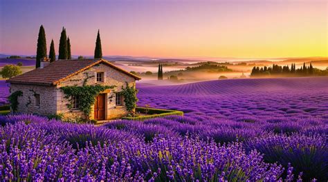 Champs de lavande en fleurs sous le soleil de Provence