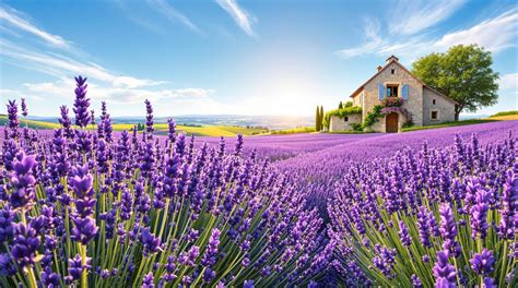 Champs de lavande violette s'étendant à l'horizon