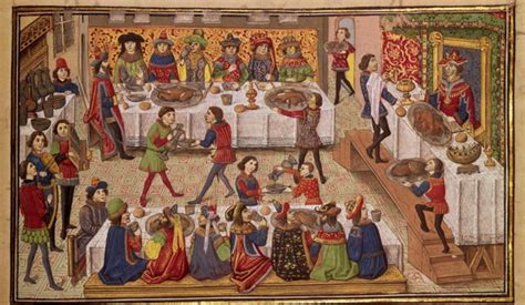 Banquet princier médiéval avec musiciens et jongleurs