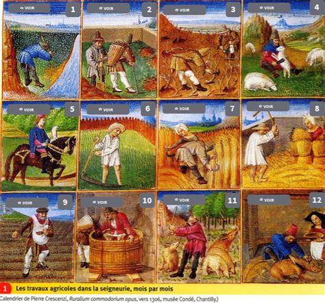 Calendrier médiéval illustré des fêtes et travaux des champs