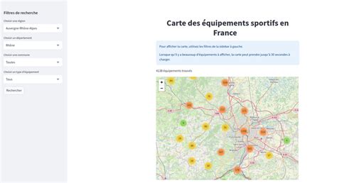 Carte des équipements sportifs à Bondy