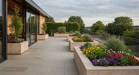 Exemples de jardinières intégrées et leurs plantations