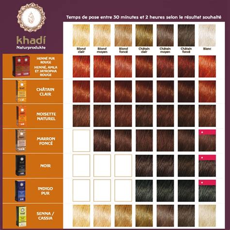 variété de couleurs de cheveux au henné