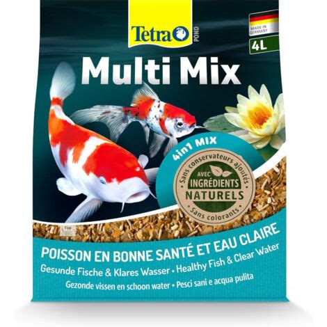 Variété de nourriture pour poissons de bassin