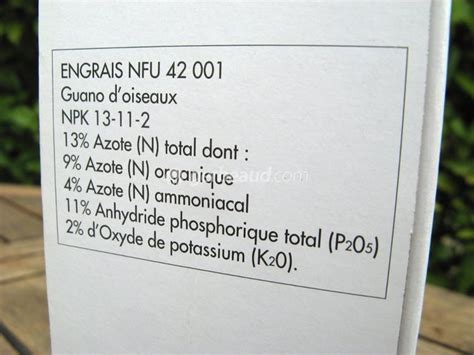 Étiquette d'engrais NPK