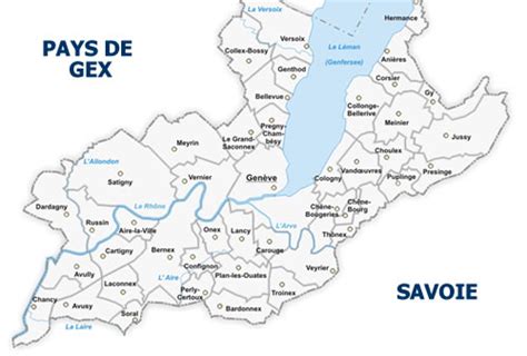 Carte du Pays de Gex et sa proximité avec Genève