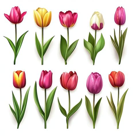 Illustration of various tulip colors and shapes