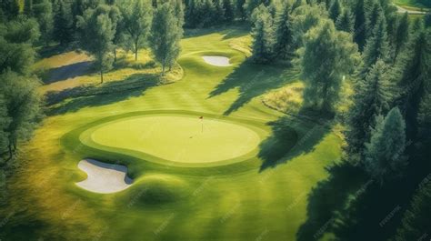 Vue aérienne du complexe Les Jardins du Golf avec un terrain de golf en arrière-plan