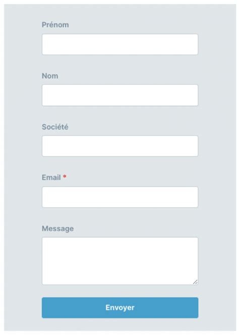 Page de support technique avec formulaire de contact