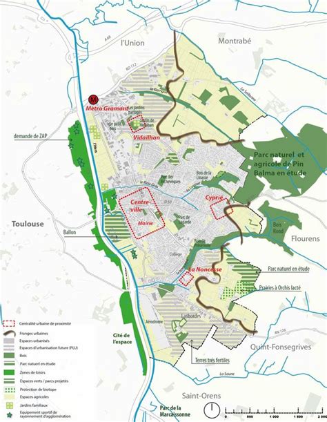 Plan de Balma avec des zones vertes