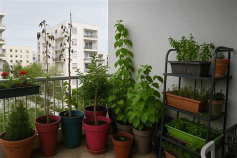 Photo d'un potager sur balcon avec des laitues en bacs